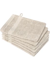 Waschhandschuh Dyckhoff "Planet", beige (sand), B:16cm L:21cm, Walkfrottier, Waschlappen, Waschhandschuh, 450 g/m&sup2;, aus reiner Baumwolle, trocknergeeignet