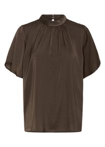 Kurzarmbluse Saint Tropez "Kurzarm-Bluse AileenSZ", Damen, Gr. L, braun (chocolate braun), Obermaterial: 100% Polyester PES., Blusen Kurzarmbluse