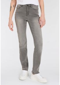 Gerade Jeans Arizona "Ultra-Stretch", Damen, Gr. 92, K + L Gr, grau (grau used), Denim/Jeans, Obermaterial: 74% Baumwolle, 24% Polyester, 2% Elasthan, unifarben, Basic, gerade lang, Jeans Gerade Jeans, Used-Look-Waschung