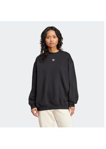 Sweatshirt adidas originals "ESS CREW FL OS", Damen, Gr. XS, schwarz, Obermaterial: 80% Baumwolle, 20% Polyester, Rundhals, angesetztes B&uuml;ndchen, Sweatshirts Sweatshirt