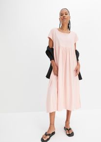 Midikleid bonprix "Midikleid aus reiner Baumwolle", Damen, Gr. 40/42 (M), N-Gr, rosa (bonbonrosa), Obermaterial: 100% Baumwolle, loose fit, Kleider Midikleid, aus reiner Baumwolle, lockere Passform, mit Schlitzdetail