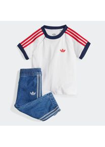 Trainingsanzug adidas originals "DENIM KIDS -SET", Jungen, Gr. 98, wei&szlig; (medium blau denim, wei&szlig;), Obermaterial: 100% Baumwolle, Sportanz&uuml;ge Trainingsanzug