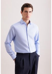 Businesshemd Seidensticker "Schwarze Rose", Herren, Gr. 5XL (52), normale &Auml;rmell&auml;ngen, mittelblau, 100% Baumwolle, Strukturmuster, comfort fit, 2-Knopf-Manschette, Hemden Businesshemd, Comfort 1/1 Kentkragen Struktur