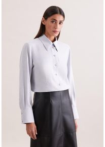 Hemdbluse Seidensticker, Damen, Gr. XXL (44), silber, 83% Viskose, 17% Polyamid, unifarben, regular fit, ohne Ausschnitt, Blusen Hemdbluse, 1/1 Kragen Uni gl&auml;nzend