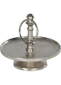 Servierplatte AMBIENTE HAUS "Etagere 1 Stufe in Silberfarben", silber (silberfarben), B:19cm H:17cm L:19cm T:19cm &Oslash;:19cm, Aluminium, Servierplatten, Servierplatte