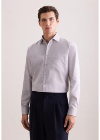 Businesshemd Seidensticker "Schwarze Rose", Herren, Gr. 3XL (47), normale &Auml;rmell&auml;ngen, hellgrau, 100% Baumwolle, Strukturmuster, regular fit, 2-Knopf-Manschette, Hemden Businesshemd, Regular 1/1 Kentkragen Struktur