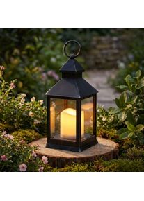 LED Au&szlig;en-Tischleuchte AMBIENTE HAUS "Laterne antikschwarz 24cm inkl LED", schwarz, B:11cm H:24cm L:11cm, Leuchten, LED Au&szlig;en-Tischleuchte