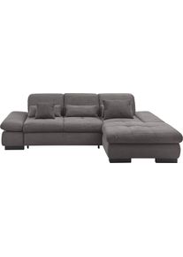 Ecksofa "SO4100 V", grau, B:284cm H:80cm T:190cm, 100% Polyester, SET ONE BY Musterring, Sofas, Ecksofa, mit verstellbaren Kopfteilen, wahlweise mit Funktionen, Cord-Bezug