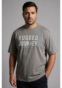 Rundhalsshirt MAN'S WORLD PLUS "auch in Grosse Gr&ouml;&szlig;en bis Gr. 7XL &Auml;rmel-Fit", Herren, Gr. 3XL (64/66), grau, Single Jersey, Obermaterial: 100% Baumwolle, bedruckt, regular fit normal, Rundhals, Rippb&uuml;ndchen, Shirts Rundhalsshirt, Regular Fit, Kurzarm, mit Print, bedruckt, aus Single Jersey