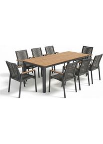Garten-Essgruppe AMBIENTE HAUS "Garten 8er Set 220x95cm grau", grau, B:220cm H:74cm T:95cm, Aluminium, Sitzm&ouml;bel-Sets, Garten-Essgruppe
