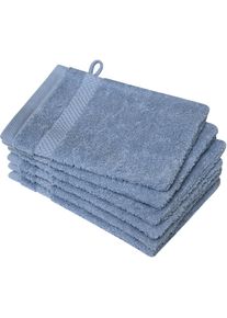 Waschhandschuh Dyckhoff "Planet", blau (rauchblau), B:16cm L:21cm, Walkfrottier, Waschlappen, Waschhandschuh, 450 g/m&sup2;, aus reiner Baumwolle, trocknergeeignet