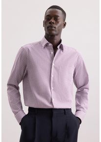 Businesshemd Seidensticker "Schwarze Rose", Herren, Gr. L (41), normale &Auml;rmell&auml;ngen, lila, 100% Baumwolle, kariert, regular fit, 2-Knopf-Manschette, Hemden Businesshemd, Regular 1/1 Covered-Button-Down-Kragen Karo
