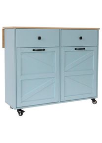 Mid.you Servierwagen, Blau, Holzwerkstoff, 2 Schublade(n) Schubladen, rechteckig, Rollen, 100x85x50 cm, einfacher Aufbau, Esszimmer, Barm&ouml;bel, Barwagen