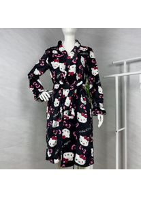 Nightgown Hello Kitty New Autumn Winter Warm Mid-Length Bathrobe Women's Warm Pajamas Home Clothes Can Be Worn Outside The Robe