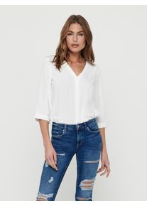 Jacqueline de Yong Shirtbluse JDY "JDYLION CAPOTE 3/4 SHIRT WVN NOOS", Damen, Gr. 34 (XS), wei&szlig; (cloud dancer), Web, Obermaterial: 100% Polyester, unifarben, regular fit h&uuml;ftlang, V-Ausschnitt, Blusen Shirtbluse