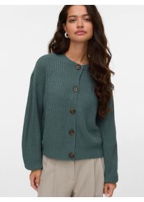 V&eacute;ro Moda Strickjacke VERO MODA "VMLEA LS O-NECK CARDIGAN NOOS", Damen, Gr. S, gr&uuml;n (balsam gr&uuml;n), Strick, Obermaterial: 100% Polyacryl, unifarben, loose fit h&uuml;ftlang, Rundhals, Strickjacken Strickjacke, Kunstfaser, loose fit