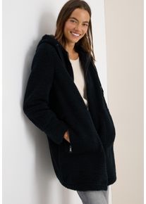 Kurzmantel Cecil, Damen, Gr. L (42), blau (schwarz navy blau), Web, Obermaterial: 100% Polyester. Futter: 100% Polyester, unifarben, regular fit Po-bedeckend, B&uuml;ndchen, M&auml;ntel Kurzmantel, mit Kapuze