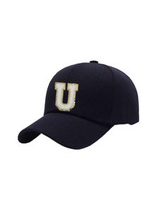 Adult Blue Baseball Cap With White Letter U Embroidery