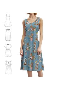 Tea With Corgi Pattern | Blue Korean Style Casual Dress For Women Simple Daily Office Lady Dresses Corgi Tea Tea Party Teatime