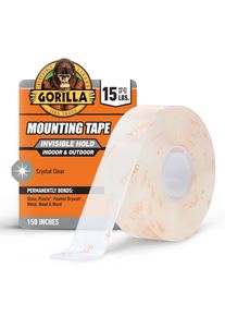 Double Sided Mounting Tape Heavy Duty, Clear, 1" x 150", Weatherproof Indoor Outdoor, Holds Up to 38 lbs