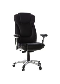 Mid.you , Schwarz, Silberfarben , Kunststoff , Kombination Echtleder/Lederlook , 63x131x53 cm , Sitzfl&auml;che 360&deg; drehbar , B&uuml;rom&ouml;bel, B&uuml;rost&uuml;hle, Chefsessel