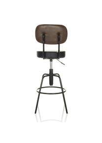 Mid.you , Schwarz , Metall , Lederlook , 43x103-113x43 cm , Sitzfl&auml;che 360&deg; drehbar , Esszimmer, Barm&ouml;bel, Barhocker