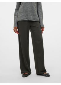 V&eacute;ro Moda Schlupfhose VERO MODA "VMBERLIN ZAMIRA MW WIDE PANT NOOS", Damen, Gr. L (40), L&auml;nge 30, grau (peat), Milano Rib, Obermaterial: 95% Polyester, 5% Elasthan, unifarben, loose fit normal, Hosen Schlupfhose, Materialmix