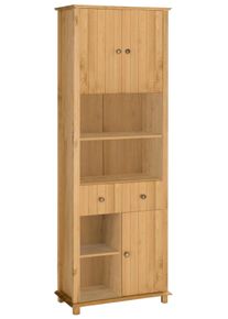 Hochschrank Home Affaire "Vili", beige (natur), B:60cm H:175,5cm T:30cm, Schr&auml;nke, Hochschrank, Badezimmerschrank, H&ouml;he 175 cm, 2 Schubladen, 3 T&uuml;ren, aus Massivholz