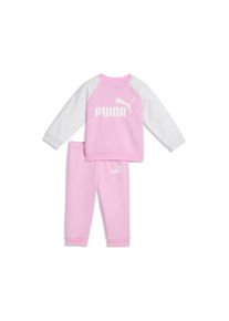 Trainingsanzug Puma "MINICATS ESS RAGLAN CREW SET FL INF", Jungen, Gr. 104, pink (mauve glow), Fleece, Obermaterial: 68% Baumwolle, 32% Polyester, unifarben, regular fit, Sportanz&uuml;ge Trainingsanzug, 2-teilig, mit Rundhalsausschnitt, mit innenliegendem Kordelzug