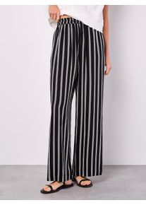 Relaxhose Apricot "Hose", Damen, Gr. S (36), N-Gr, schwarz, Obermaterial: 88% Viskose CV. 12% Leinen LI., gestreift, Hosen Relaxhose, mit weitem Bein