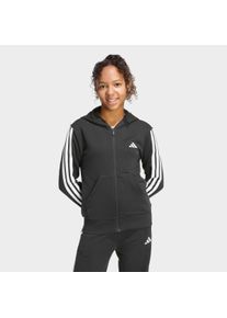 Kapuzensweatshirt adidas Sportswear "JG 3S FZ HD 280", M&auml;dchen, Gr. 116, schwarz, wei&szlig;, Obermaterial: 55% Baumwolle, 36% Polyester, 9% Viskose, normal, Rundhals, angesetztes B&uuml;ndchen, Sweatshirts Kapuzensweatshirt