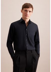 Businesshemd Seidensticker "Schwarze Rose", Herren, Gr. XL (43), normale &Auml;rmell&auml;ngen, schwarz, 100% Baumwolle, unifarben, comfort fit, 2-Knopf-Manschette, Hemden Businesshemd, Comfort 1/1 Kentkragen Uni