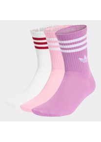 Sportsocken adidas originals "3S CREW S 3P", Herren, Gr. XL (46/48), preloved lila, bliss pink, wei&szlig;, Obermaterial: 49% Baumwolle, 48% Polyester, 2% Elasthan, 1% Polyamid, Socken Sportsocken, f&uuml;r Laufen, kn&ouml;chellang, mit 3-Streifen und Trefoil Logo