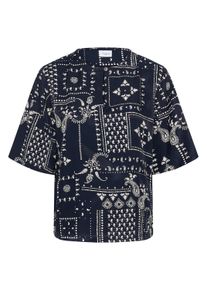 Kurzarmbluse Saint Tropez "Kurzarm-Bluse StephanieSZ", Damen, Gr. S, blau (nightsky paisley mosaic), Obermaterial: 50% Viskose CV. 50% Viskose Birla Livaeco CV Livaeco., Blusen Kurzarmbluse