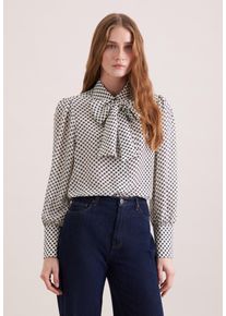 Klassische Bluse Seidensticker, Damen, Gr. 3XL (46), wei&szlig; (off, wei&szlig;), 100% Viskose, gemustert, regular fit, ohne Ausschnitt, Blusen Klassische Bluse, 1/1 Kragen Druck