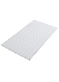 Badematte OTTO HOME "Regona Scandi, Badvorleger, Badezimmer Teppich, Duschvorleger", wei&szlig;, H:10mm, Polyester, Badematten, Badematte, Badteppich, Uni Farben, Hoch-Tief-Effekt, modernes Muster, Zen