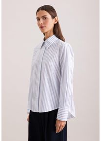 Hemdbluse Seidensticker, Damen, Gr. XXL (44), hellblau, 76% Baumwolle, 22% Polyamid, 2% Elasthan, gestreift, regular fit, ohne Ausschnitt, Blusen Hemdbluse, 1/1 Kragen Gestreift