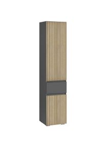 Hochschrank Home Affaire "Wisla", schwarz (anthrazit, eiche struktur), B:38cm H:180cm T:35cm, Holzwerkstoff, Schr&auml;nke, Hochschrank, H&ouml;he 180 cm, mit T&uuml;ren & Schubkasten