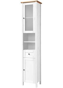 Hochschrank Welltime "Sylt", wei&szlig; (wei&szlig;, honig), B:40cm H:190cm T:30,5cm, Massivholz, Schr&auml;nke, Hochschrank, Badm&ouml;bel im Landhaus-Stil, Breite 40 cm, aus Massivholz