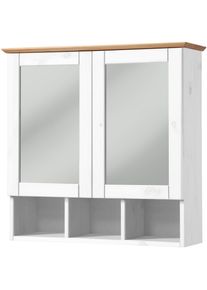 Spiegelschrank Welltime "Landhaus Sylt Badschrank, Badm&ouml;bel, FSC-zertifiziert", wei&szlig;, honig, B:62,5cm H:62cm T:22cm, Massivholz, Schr&auml;nke, Spiegelschrank, Breite 62,5 cm, aus Massivholz