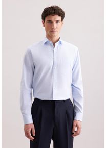 Flanellhemd Seidensticker "Schwarze Rose", Herren, Gr. XXL (46), normale &Auml;rmell&auml;ngen, blau, 100% Baumwolle, Strukturmuster, unifarben, comfort fit, 2-Knopf-Manschette, Hemden Flanellhemd, Comfort 1/1 Kentkragen Struktur