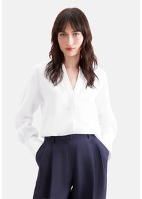Klassische Bluse Seidensticker, Damen, Gr. M (38), wei&szlig;, 100% Leinen, unifarben, regular fit, V-Ausschnitt, Blusen Klassische Bluse, Tunika Uni