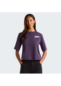 T-Shirt The North Face "W RETRO TRAIL BOXY SS TEE-GRAPHIC", Damen, Gr. XS, endless dusk, Obermaterial: 100% Baumwolle, normal, Rundhals, Shirts T-Shirt