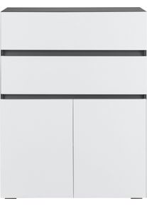 Midischrank Home Affaire "Wisla", grau (anthrazit, wei&szlig;), B:76cm H:98cm T:35cm, Holzwerkstoff, Schr&auml;nke, Midischrank, H&ouml;he 98 cm, mit T&uuml;ren & Schubkasten