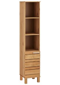Hochschrank Home Affaire "JOSIE", beige (gelaugt natur), B:30cm H:150cm T:30cm, Massivholz, Schr&auml;nke, Hochschrank, Breite 30 cm, aus Massivholz, verstellbare Einlegeb&ouml;den, Metallgriffe
