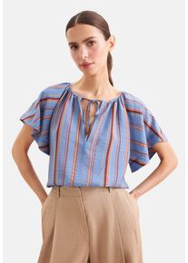 Klassische Bluse Seidensticker, Damen, Gr. 3XL (46), blau, 85% Viskose, 15% Polyamid, gestreift, regular fit, Rundhals, Blusen Klassische Bluse, Tunika Gestreift