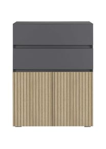 Midischrank Home Affaire "Wisla", schwarz (anthrazit, eiche struktur), B:76cm H:98cm T:35cm, Holzwerkstoff, Schr&auml;nke, Midischrank, H&ouml;he 98 cm, mit T&uuml;ren & Schubkasten