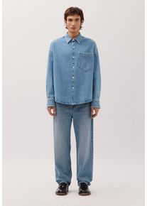 Businesshemd STUDIO SEIDENSTICKER, Herren, Gr. L (41-42), normale &Auml;rmell&auml;ngen, blau, 100% Baumwolle, unifarben, oversize, 2-Knopf-Manschette, Hemden Businesshemd, Oversized 1/1 Kentkragen Denim