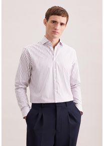 Businesshemd Seidensticker "Schwarze Rose", Herren, Gr. XL (44), normale &Auml;rmell&auml;ngen, braun, 100% Baumwolle, gestreift, regular fit, 2-Knopf-Manschette, Hemden Businesshemd, Regular 1/1 Kentkragen Gestreift