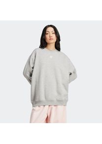 Sweatshirt adidas originals "ESS CREW FL OS", Damen, Gr. XS, medium grau heather, Obermaterial: 80% Baumwolle, 20% Polyester, Rundhals, angesetztes B&uuml;ndchen, Sweatshirts Sweatshirt